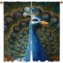 Peacock Statue Window Curtains 74469581