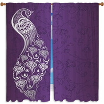 Peacock, Wedding Card Design, Royal India Window Curtains 56009746
