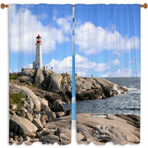 Pegg's,s Cove Lighthouse, Nova Scotia Window Curtains 27904592