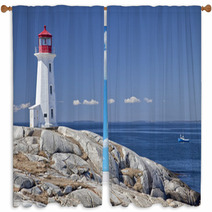 Peggy's Cove Lighthouse, Nova Scotia, Canada. Window Curtains 48286286