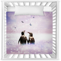 Penguin Couple In Fantasy Landscape Nursery Decor 53226369