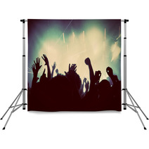 People On Music Concert, Disco Party. Vintage Backdrops 61905663