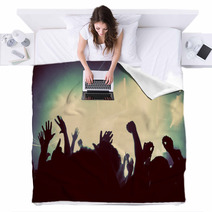People On Music Concert, Disco Party. Vintage Blankets 61905663