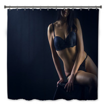 Perfect Woman Body On Black Background Bath Decor 56635520