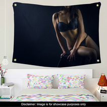 Perfect Woman Body On Black Background Wall Art 56635520