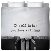 Perspectives. Inspirational Quote Typed On An Old Typewriter. Bedding 77340505