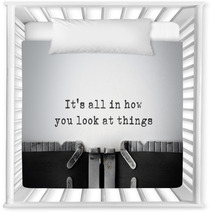Perspectives. Inspirational Quote Typed On An Old Typewriter. Nursery Decor 77340505