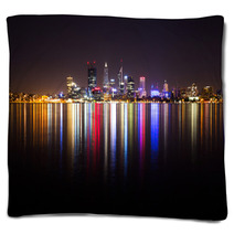 Perth City Skyline At Night Blankets 64017462