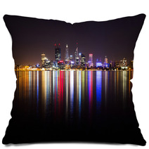 Perth City Skyline At Night Pillows 64017462