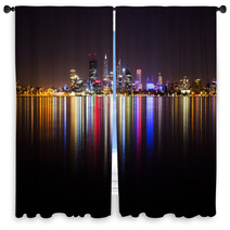Perth City Skyline At Night Window Curtains 64017462
