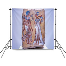Pharaoh And His Wife From 14th Century Bc On Egyptian Relief Backdrops 94870326