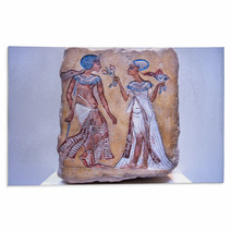 Pharaoh And His Wife From 14th Century Bc On Egyptian Relief Rugs 94870326