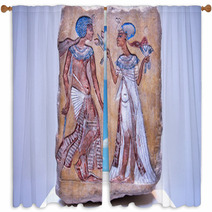 Pharaoh And His Wife From 14th Century Bc On Egyptian Relief Window Curtains 94870326