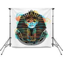 Pharaoh Tattoo Art T Shirt Design Tutankhamen Mask Ethnic Style Great King Of Ancient Egypt Backdrops 225271541