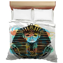 Pharaoh Tattoo Art T Shirt Design Tutankhamen Mask Ethnic Style Great King Of Ancient Egypt Bedding 225271541