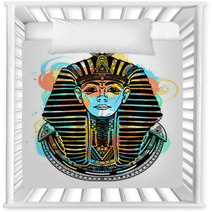 Pharaoh Tattoo Art T Shirt Design Tutankhamen Mask Ethnic Style Great King Of Ancient Egypt Nursery Decor 225271541