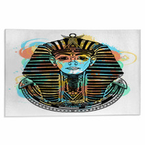 Pharaoh Tattoo Art T Shirt Design Tutankhamen Mask Ethnic Style Great King Of Ancient Egypt Rugs 225271541
