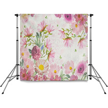 Photo Of A Decoupage Decorated Flower Pattern Backdrops 100357031