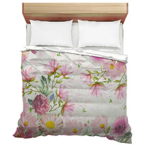 Photo Of A Decoupage Decorated Flower Pattern Bedding 100357031