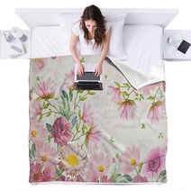 Photo Of A Decoupage Decorated Flower Pattern Blankets 100357031