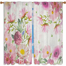 Photo Of A Decoupage Decorated Flower Pattern Window Curtains 100357031