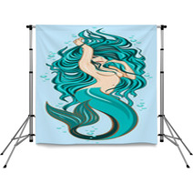 Picture Of A Cute Mermaid With Lush Long Hair Backdrops 204082050