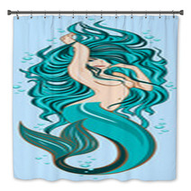 Picture Of A Cute Mermaid With Lush Long Hair Bath Decor 204082050