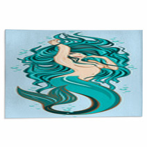 Picture Of A Cute Mermaid With Lush Long Hair Rugs 204082050