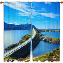 Picturesque Norway Landscape. Atlanterhavsvegen Window Curtains 28075842
