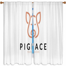 Pig Face Logo Window Curtains 138211497