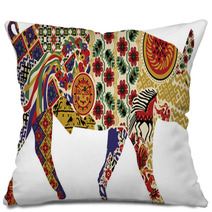 Pig In Ukrainian Folk Ornaments Pillows 57492094