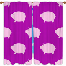 Pig Seamless Pattern Background Window Curtains 190812168