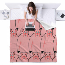 Pig Seamless Pattern Piglet Background Farm Animal Texture Pi Blankets 130626211