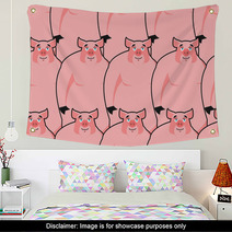 Pig Seamless Pattern Piglet Background Farm Animal Texture Pi Wall Art 130626211