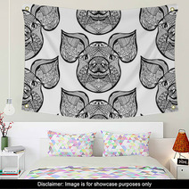 Pig Seamless Pattern Wall Art 222785056