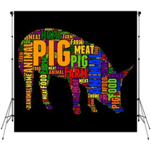 Pig Typography Word Cloud Colorful Vector Illustration Backdrops 134619218