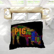Pig Typography Word Cloud Colorful Vector Illustration Bedding 134619218