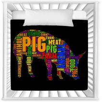Pig Typography Word Cloud Colorful Vector Illustration Nursery Decor 134619218