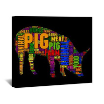 Pig Typography Word Cloud Colorful Vector Illustration Wall Art 134619218