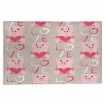 Pig With Heart Seamless Pattern Rugs 94718391