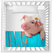 Piglet Leaning On The Fence. Bright, A Comic Collage Nursery Decor 56707569