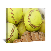 Pile Of Softballs And Baseball Glove Wall Art 23856115
