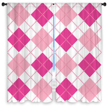 Pink Argyle Window Curtains 11503506