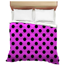Pink Background With Black Polka Dots Bedding 70684820