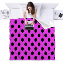 Pink Background With Black Polka Dots Blankets 70684820