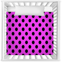 Pink Background With Black Polka Dots Nursery Decor 70684820