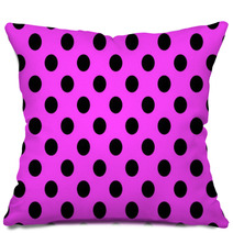 Pink Background With Black Polka Dots Pillows 70684820