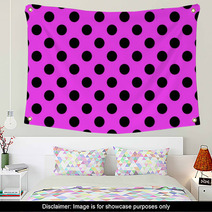 Pink Background With Black Polka Dots Wall Art 70684820