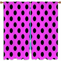 Pink Background With Black Polka Dots Window Curtains 70684820