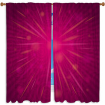 Pink Background With Flowers And Hearts, Vector Window Curtains 61602477
